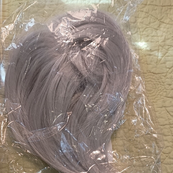 Silver Hair Wig Extension with Silky Texture, gathered on secure Rubber Band. - Picture 2 of 8
